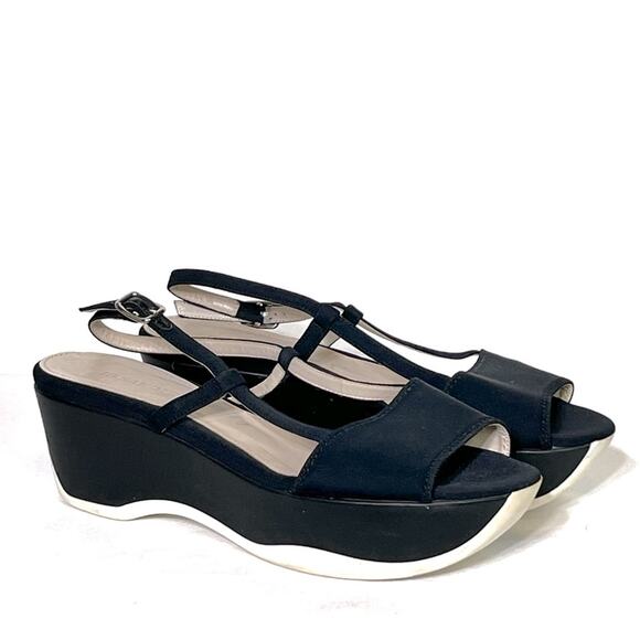 Jil Sander Black Platform Slingback Sandals Size 36.5 - Picture 1 of 8